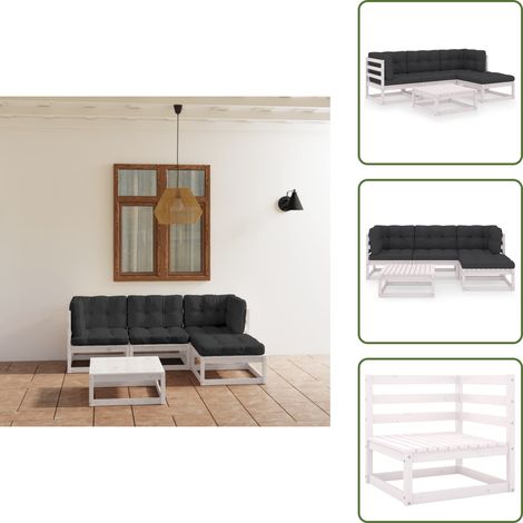 5-tlg. Garten-Lounge-Set mit Kissen Kiefer Massivholz - Garten Lounge Set - Kiefernholzmöbel - Outdoor Möbel - Gartenmöbel - Loungemöbel (1/5)