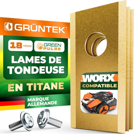 18 Lames de tondeuse,Acier inoxydable,Titane,WORX,Vis incluses,Jardin