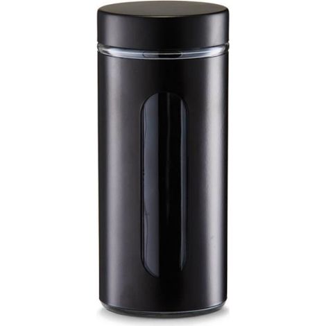 Bocal De Conservation - Verre Et Couvercle Métal Noir - 1200 Ml - 10 2 X H18 Cm