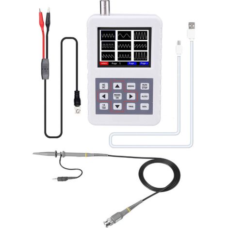 Osciloscopio digital DSO PRO, mini osciloscopio portátil del tamaño de la palma de la mano, ancho de banda de 5 MHz, frecuencia de muestreo de 20 MS/s, sonda de osciloscopio P6100. (1/5)
