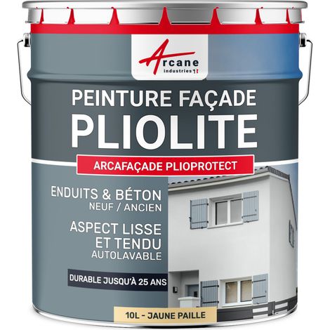 Arcane Industries – Peinture façade pliolite microporeuse mate hydrofuge – Jaune paille RAL 085 90 30 – Application monocouche – Protection jusqu'à 25 ans