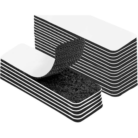 Scratch Autocollant Double Face 20 Pièces Double Face Extra Fort, Ruban Adhésif Double Face Puissant Bande Auto Agrippante Rectangle Rectangulaire , 3 x 10 cm (Noir) (1/5)