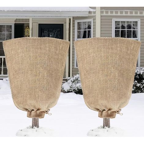 Winterschutzhaube für Pflanzen aus Jute mit Kordelzug - Große wiederverwendbare Tasche 80x100 cm (32x40 Zoll) - 3er Pack-lsw (1/4)