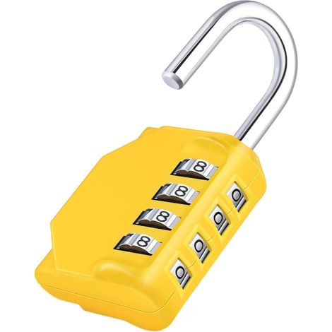 Lucchetto a combinazione a 4 cifre, lucchetto a combinazione per armadietto (1, giallo) (1/5)