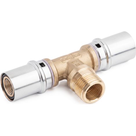 Raccordo a t maschio Ø16x1/2 in ottone nichelato per tubo multistrato pex-al-pex balpex mp bampi mptm1612