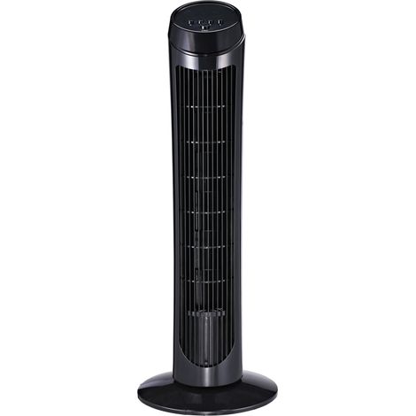 Ventilateur debout 45 W tour silencieux 3 vitesses oscillation 70° ABS noir 27 x 75 cm
