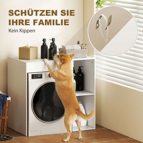 Support de rangement pour machine à laver, étagère de salle de bain au-dessus des toilettes avec casiers ouverts, blanc, organiseur buanderie, 1 unité (1/5)