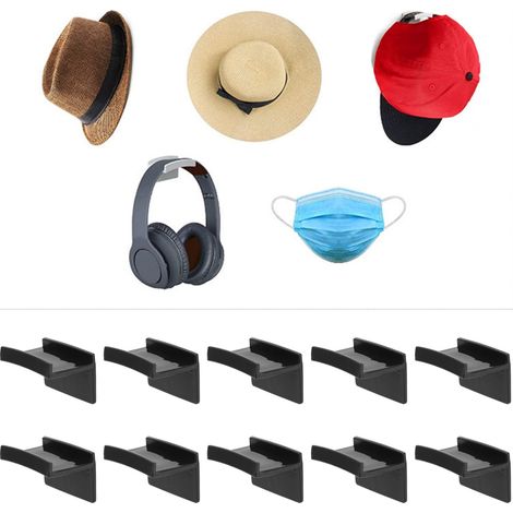 Set mit 10 minimalistischen schwarzen Wandhuthaken (1/5)