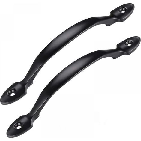 2Pcs Black Door Pull Handle with Screws, Stainless Steel Interior Door Handle, Cabinet Door Handle, Shed Handle, Garage Door Handle, Wooden Garden Gate (1/5)