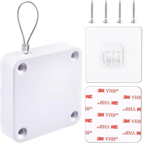 Lntyq Ferme-porte automatique, capteur automatique sans trou, sans perçage, force de traction de 1 000 g, ferme-porte de voiture avec cordon en acier pour chambre à coucher, tempête/maison