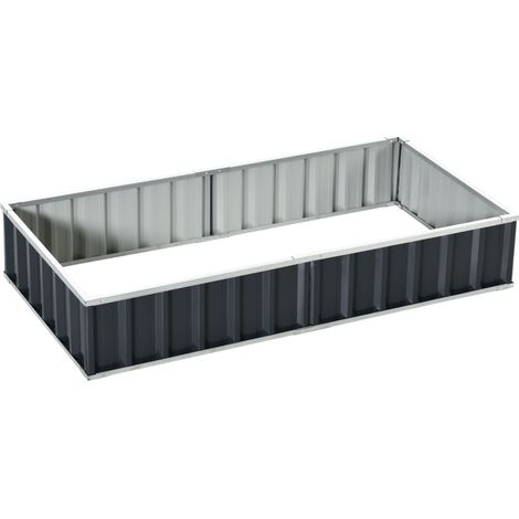 Carré potager en tôle d'acier ondulée anthracite 174x90x30 cm - modulable, assemblage sans outils, gants inclus (1/5)