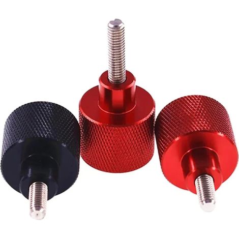 Vis moletées 1/4-20, bouton de poignée en aluminium avec filetage acier inoxydable, 6-60 mm, pour