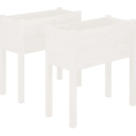 Pots de fleurs, 2, blancs, 70 x 31 x 70 cm, en pin massif (1/5)