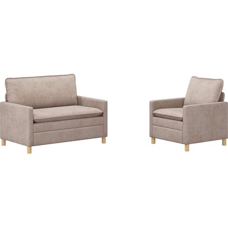 vidaXL Set di divani 2 pcs Beige Poliestere (1/5)
