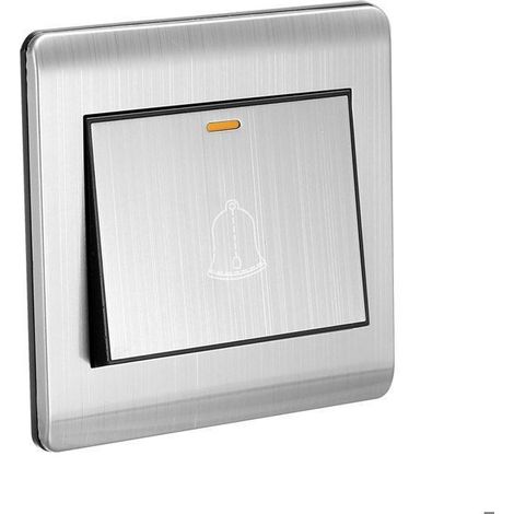 Interrupteur de sonnette de porte AC 250V 16A 86mm x 86mm Panneau inox Bouton-poussoir carré réinitialisable mural