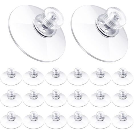 Pair Ventouses en Plastique 40 mm Ventouse en PVC Transparent Support d'Aspiration Adhésif Puissant avec Écrou à Vis pour Tissu d'Ombre de Voiture Porte Verre Fenêtre Salle de Bain (20 Pièces)