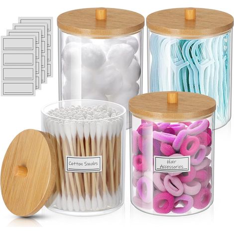 Set 4 Contenitori cotoni bastoncini acrilici organizer bagno (1/5)