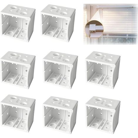 Lot de 8 supports de fixation pour stores vénitiens, supports de montage de boîte profilée de fenêtre, support carré d'extrémité de rail de rail de tête, parfait pour l'installation de rideaux (1/5)
