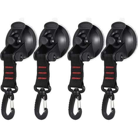 4pcs Suction Cup Anchor with Fixing Hook, Car Suction Cup Hook, Camping Tarp Accessory for Car Side Awnings, for Car Camping Luggage, Boat (Red)