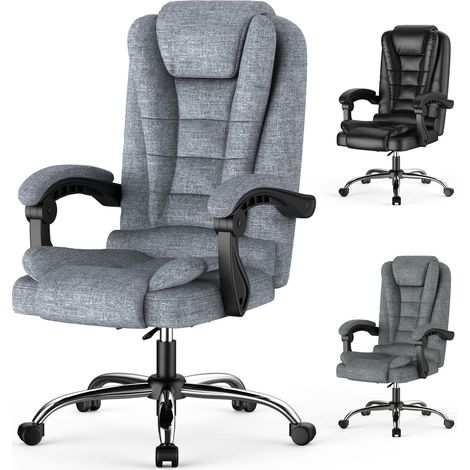 Sedia da ufficio ergonomica – Schiuma ad alta densità – Regolabile in altezza da 105-115 cm – Schienale reclinabile a 130° – Portata massima 130 kg – Seduta girevole a 360° – Grigio scuro