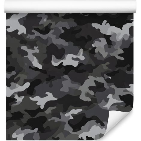 Militär-Tarntapete, Graphit, Grau und Schwarz, 50 x 1000 cm (1/5)