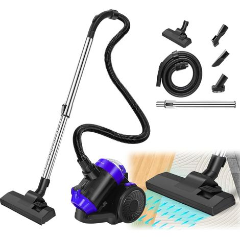 Aspirateur cylindrique, équipé d'une tête de brosse deux en un, aspirateur filaire de 1200 watts, conception de sac sans poussière, peut absorber efficacement les poils d'animaux, filtre HEPA intégré,