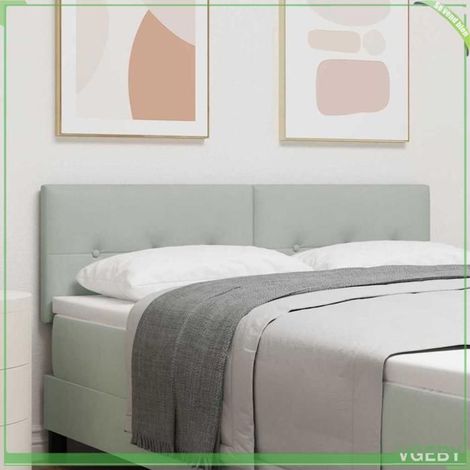 Tête de lit - FAF7291712456657 - Velours gris clair - LED intégrée - Hauteur 72 cm (1/5)