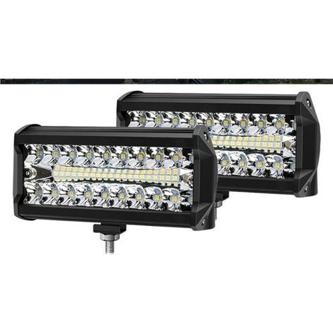 Phares de travail 400 W, 3 rangées de projecteurs longue portée de 7 pouces pour SUV et véhicules tout-terrain – Montage sur pare-chocs avant ou toit