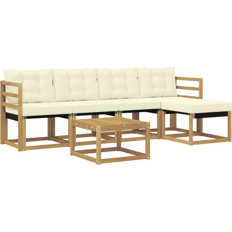 Set di divani da esterno 6 pz Bianco e Crema vidaXL (1/5)