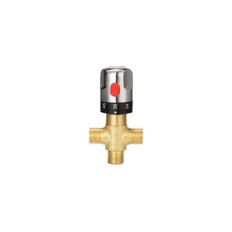 Robinet Mélangeur Thermostatique - Laiton Massif - Finition Argentée - Pour Salle De Bain - 1 Pièce (1/5)