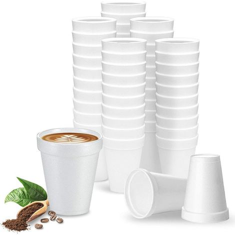 Gobelet En Mousse - 8 Oz - Blanc - Pour Boissons Chaudes Et Froides - Lot De 25 (1/5)