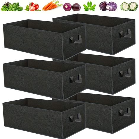 Lot de 6 sacs de plantation carrés pour pommes de terre, contrôle des racines, en tissu, outil de jardinage, pour balcon, maison, jardin (1/5)