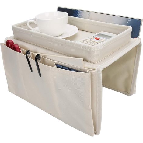 ZHIJIA PREMIUM rangement accoudoir canapé beige 4 poches porte verre télécommande 11 8x7 1x7 1 pouces portable magazines téléphone (1/5)