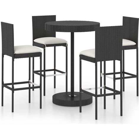 Maison Exclusive - Set de bar para jardín 5 pzas y cojines ratán (1/5)
