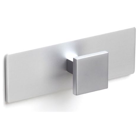 Colgador de pared moderno adhesivo con acabado cromo mate. Dimensiones: 120x32x40 mm -