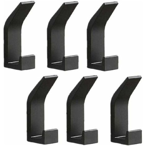 Lot de 6 patères murales patères porte-serviettes crochets de porte sans perçage patères en aluminium porte-manteau mural autocollant, noir (1/4)