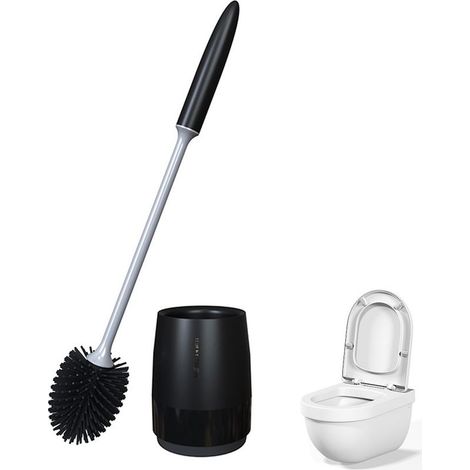 Brosse de toilette avec base - Blanc clair de lune (manche rond) (1/5)