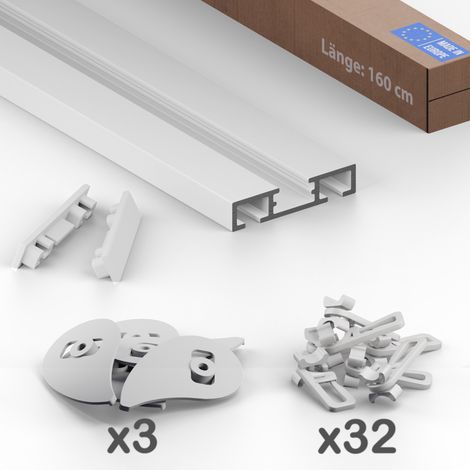 Gardinenschiene 2-läufig 160 cm Aluminium Weiß Vorhangschiene Deckenmontage (1/5)