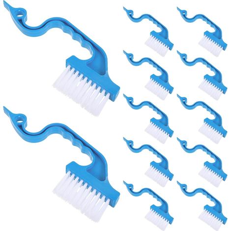 12 Pièces Lot de 12 Brosses pour Rail de Porte Coulissante et Fenêtre, Petite Brosse de Nettoyage Bleu, Outil Multifonction pour Interstices et Rainures, Nettoyant Ménager Cuisine (1/5)