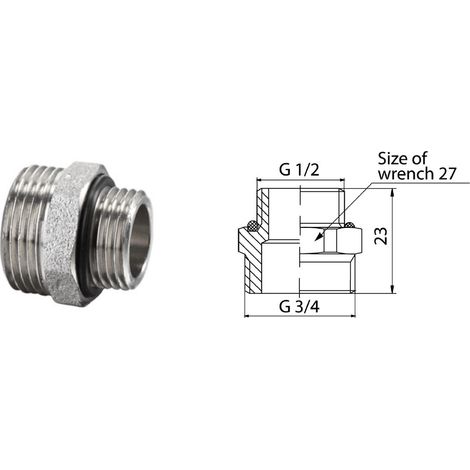 G1/2-G3/4-Fusionsverbinder, vernickelt