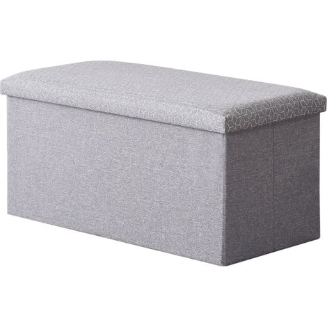 Hobag – Coffre de rangement pouf pliable tissu 76cm – gris clair – Rangement esthétique et pratique – Pour espaces réduits