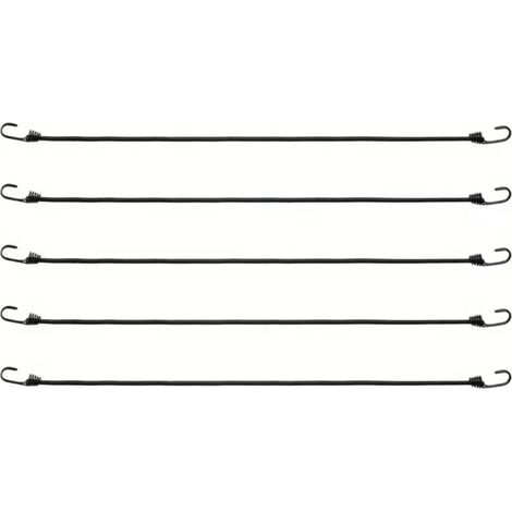 Juego de 5 cuerdas elásticas negras de alta resistencia (100 cm) – correas elásticas para equipaje, equipo de camping, lonas