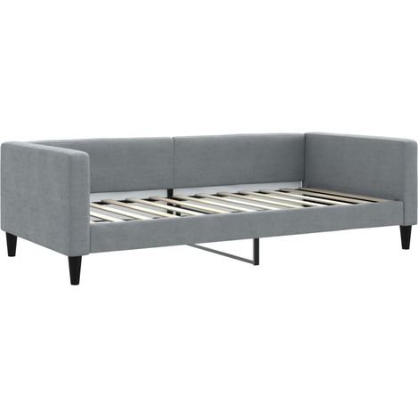 Lit simple Lit adulte Lit de repos gris clair 100x200 cm tissu (1/5)