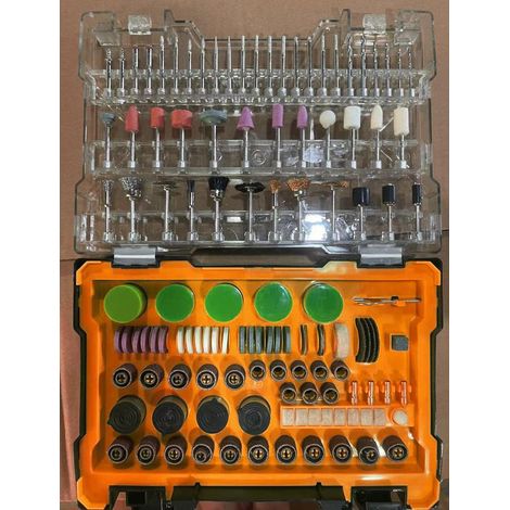 500 tlg Multifunktionswerkzeug Zubehör Set, Universal Rotationswerkzeug Zubehör mit Tragekoffer, Drehwerkzeug Zubehör für Schneiden Schleifen Polieren Bohren Reinigen Gravieren und Detailarbeiten (1/5)