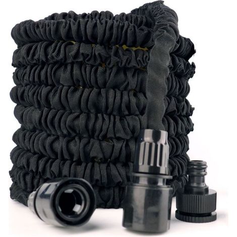 Filiyano-Tuyau d'arrosage extensible noir de 7,5 m (25 pi) avec buse de pulvérisation à 8 fonctions pour la maison, la pelouse et la voiture