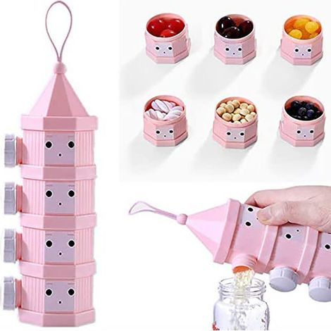 Dispensador de leche en polvo apilable, caja portátil para leche en polvo para niños, 4 capas. (1/5)