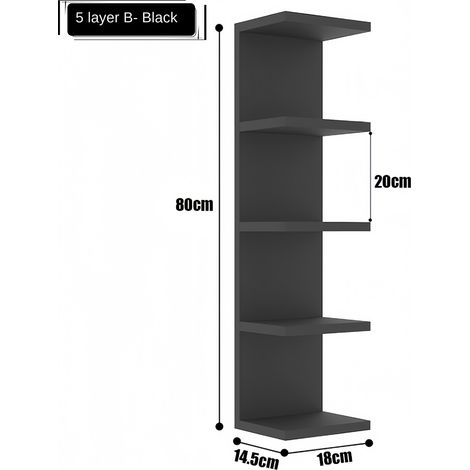 Étagère murale flottante noire type B à 5 niveaux sans perçage, rangement vertical minimaliste pour salon, chambre, cuisine et bureau (1/5)