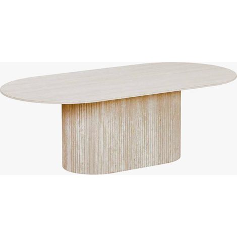 GAEL Table basse ovale en céramique beige 120 cm (1/5)