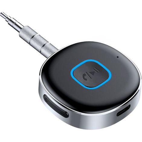 Récepteur Bluetooth pour voiture, adaptateur jack Bluetooth 5.0 pour haut-parleur/chaîne stéréo/casque filaire, récepteur Bluetooth AUX 3,5 mm, appels mains libres, double connexion, autonomie de 16 h (1/5)