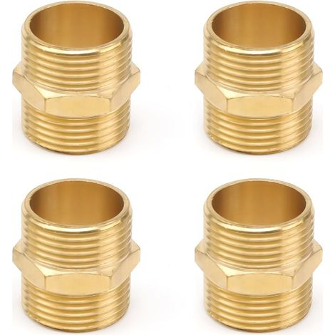 4 Pièces Raccord 1 Pouce, Raccord Double G1 (Ø 32.5 Mm) Mamelon Double 1 Pouce, Hexagonal Réducteur en Laiton, pour Systèmes et Tuyaux de Chauffage D'eau Potable (1/5)